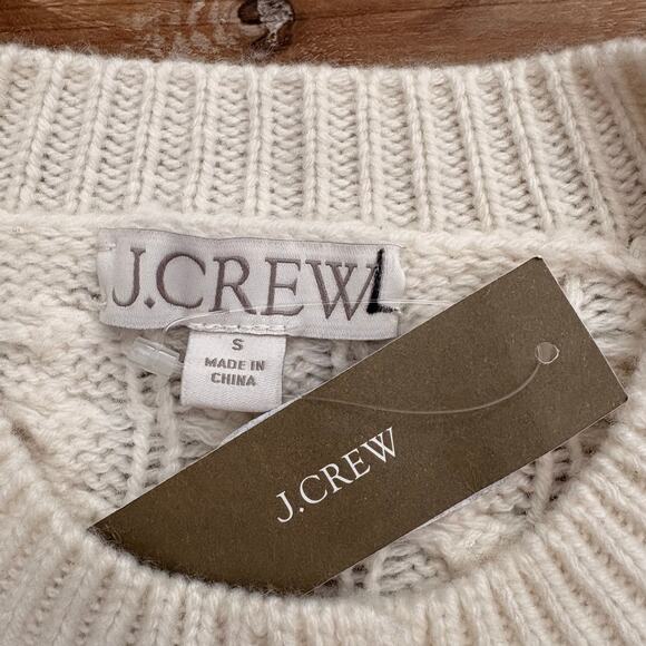 J. Crew Cable-Knit Cardigan Sweater Ivory BM175 S - Picture 2 of 7